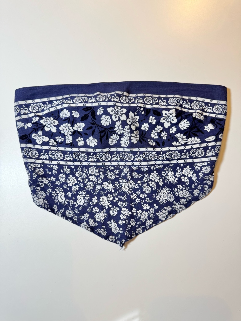 Blue Blush Navy Blue Floral Bandana Scarf Strapless Bandeau Top